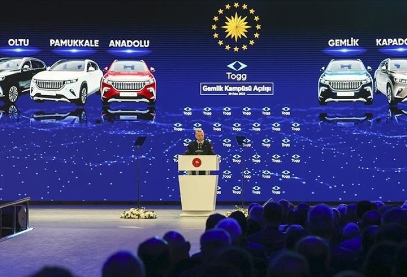 الرئيس التركي رجب طيب أردوغان خلال مشاركته في حفل افتتاح حرم مصنع السيارة المحلية